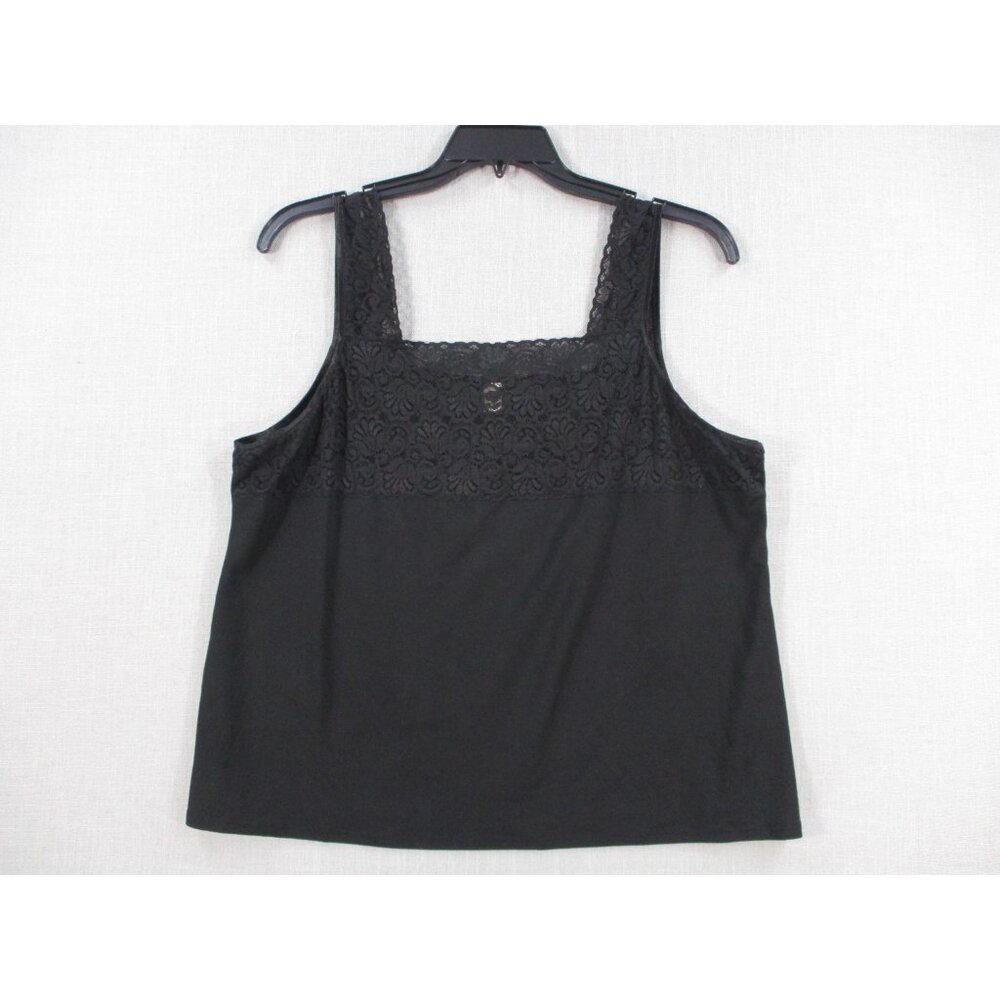 Cato Woman Black Lace Trim Tank Top Plus Size 18/20W Sleeveless Casual Wear